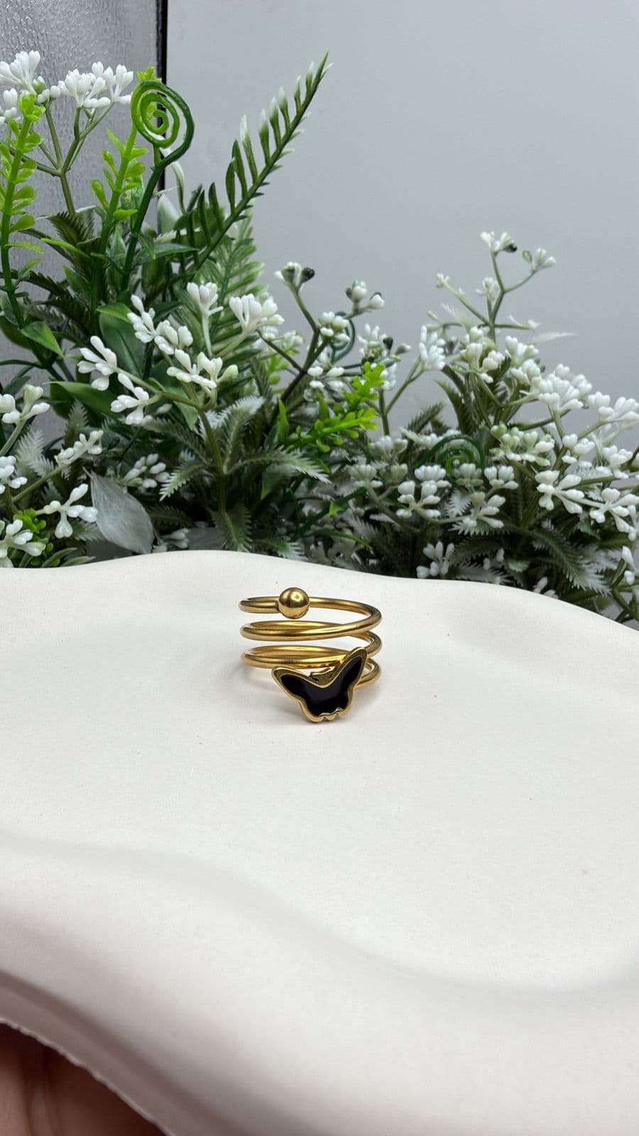 Adjustable Butterfly Spiral Ring